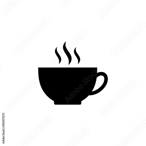 flat vector silhouette icon of a teacup with steam rising