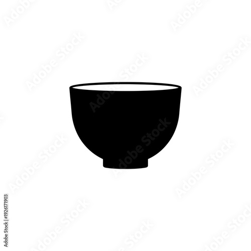 flat black silhouette icon of tea ceremony bowl, simple round shape