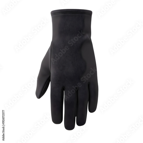 Black glove showcased on a neutral background from a front viewpoint clearly