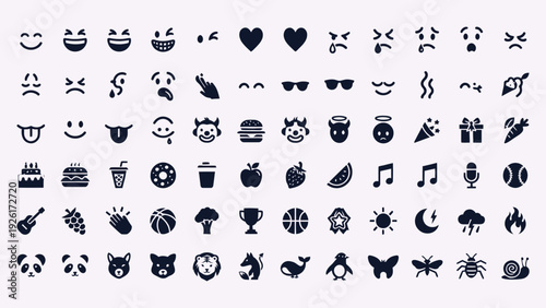Emoticon faces and popular symbols collection for digital use