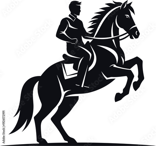 Vector illustration of a man riding a horse