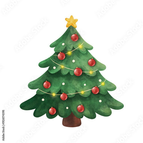 Charming watercolor illustration of a decorated 