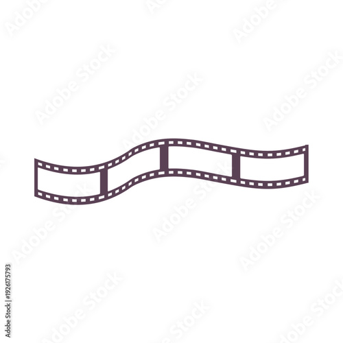 A wavy film strip with three frames, representing cinema, photography, and the art of storytelling through moving images