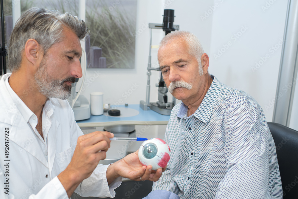 Fototapeta premium specialist explaining to the patient his eye sickness