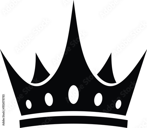 A black crown icon with white accents on a plain white background