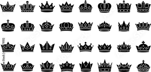 Collection of 25 unique crown silhouettes