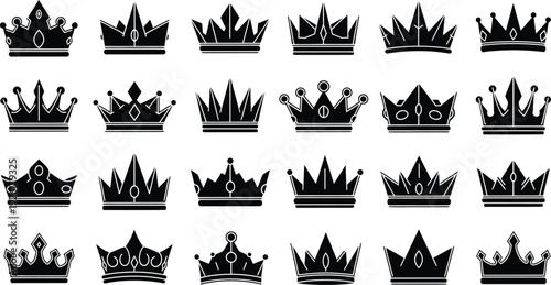 Collection of 20 different crown silhouettes