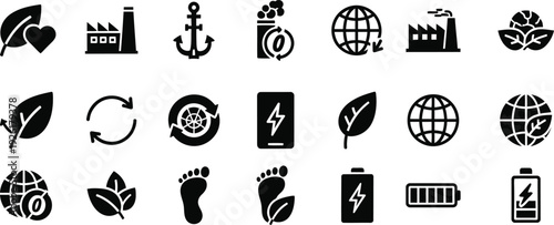 Eco friendly and sustainable living icons