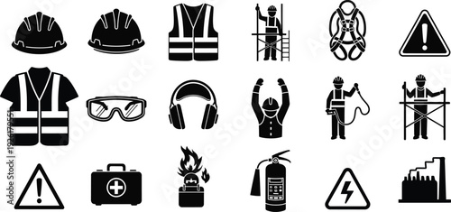 Construction safety icons and symbols