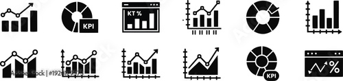 Collection of various business and finance graph icons