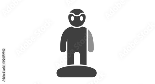 A minimalist graphic illustration of a person standing on a hoverboard, showcasing a modern and futuristic mode of personal transportation