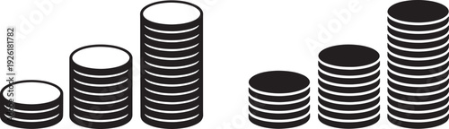 Stacks of coins in different heights money finance business