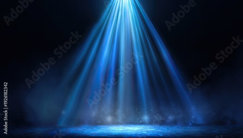 Wallpaper Mural Bright Blue Spotlight Illuminating Dark Stage with Smoke. Torontodigital.ca