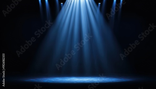 Wallpaper Mural Bright Blue Spotlight Beams Illuminating a Dark Stage. Torontodigital.ca