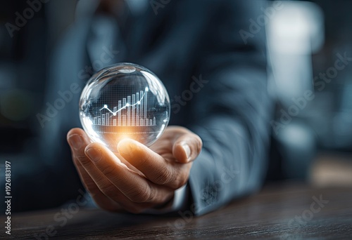 Wallpaper Mural Business Growth Crystal Ball Showing Upward Trend Graph. Torontodigital.ca