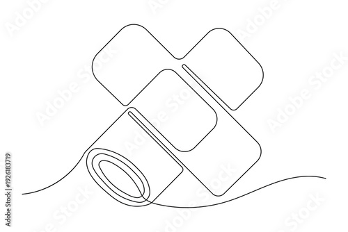 Healthcare bandage symbol continuous outline drawing simple style medical health element