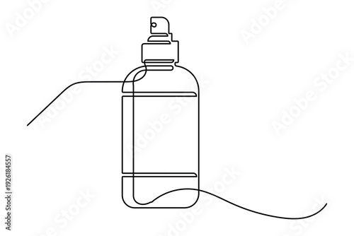 Single line art illustration of antiseptic continuous outline drawing simple medical aid