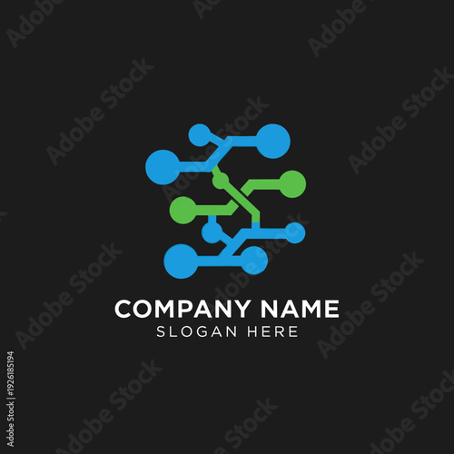 Corporate Logo Design Template with Molecules.