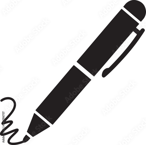 Black pen a wavy line on a white background also transparent background writing