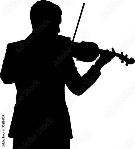Black Silhouette of Violinist Playing Classical Music