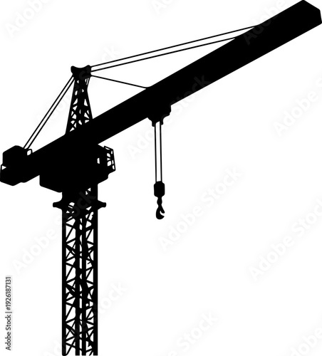 Black Tower Crane Silhouette Vector Icon for Construction Industry