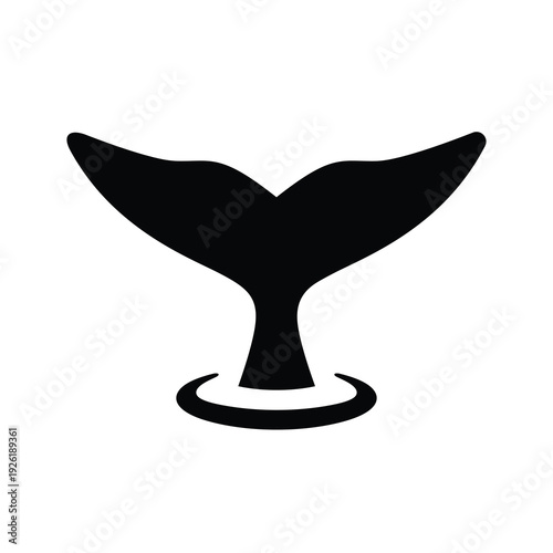Whale tail silhouette icon, clip art of a whale, whale clip art, vector illustration