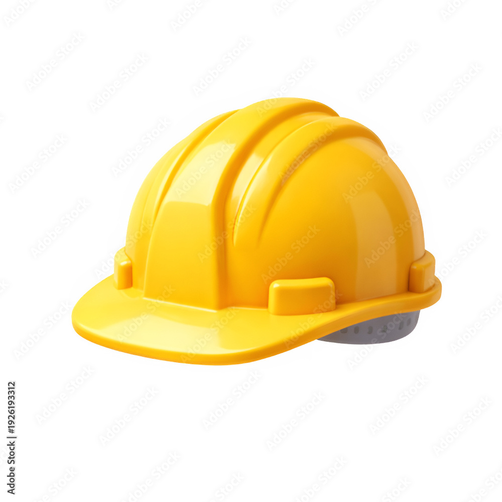 Fototapeta premium 3D Icon Yellow Construction Safety Helmet Hard Hat Industrial Protection Equipment Symbol High Quality Realistic Detailed Render Isolated PNG for Web and Mobile Design Transparent Background