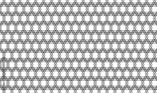 Seamless Hexagonal Lattice Pattern with Overlapping Geometric Line Art