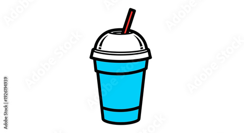 Colorful plastic cup with straw.