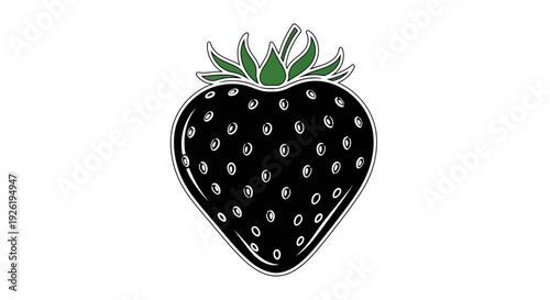Blackberry fruit illustration with green leaves.