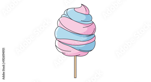 Colorful swirly ice cream treat.