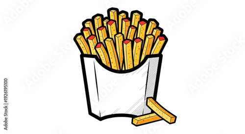French fries in a white container.
