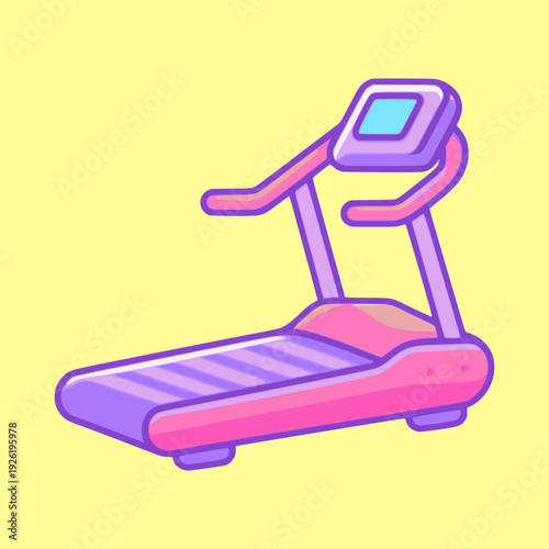 cartoon treadmill running machine sport exercise healthy flat color vector illustration template design