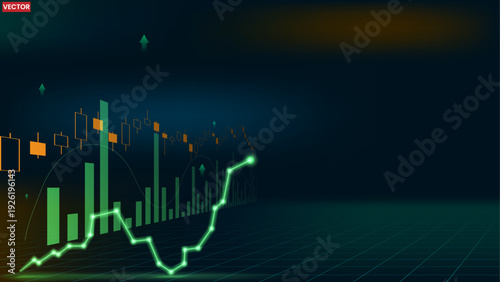 Stock market background with graphic chart and candlestick