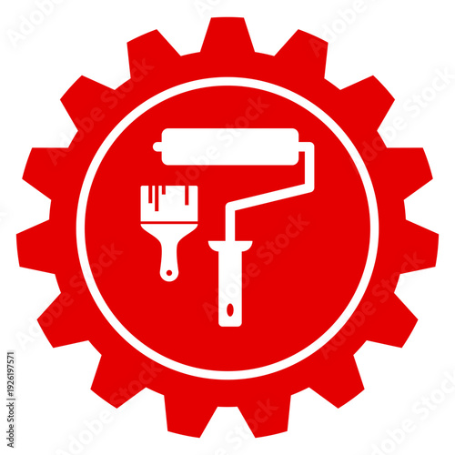 Einstellungen Malermeister Maler Lackierer Handwerk Renovierung Streichen Pinsel Farbrolle Vektor Symbol Icon isoliert auf schwarzem Hintergrund transparent png Datei professionell Design