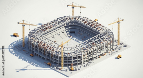 Construction Site with Large Building Frame.