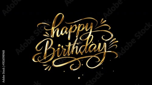 Happy Birthday to you animation text handwriting in gold color with alpha matte. Great for opening your vlog video so everyone likes it and happy birthday celebrations