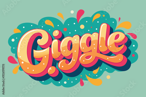 Vibrant playful typography with the word Giggle in fun colorful design