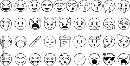 Vector cartoon set of smiling  and lovely character icons