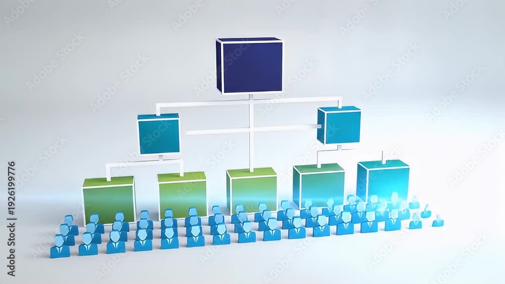 A video showcasing a 3D flowchart with colorful blocks and connections ...