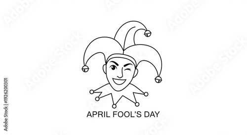 April fool's day jester face with smiling expression and winking eye on white background