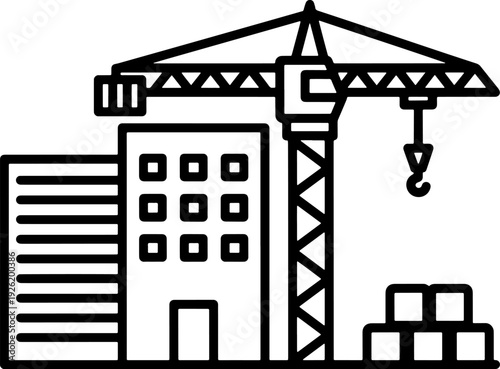 Construction Crane Building Silhouette Icon Vector