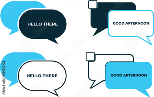 Speech bubbles with greeting messages
