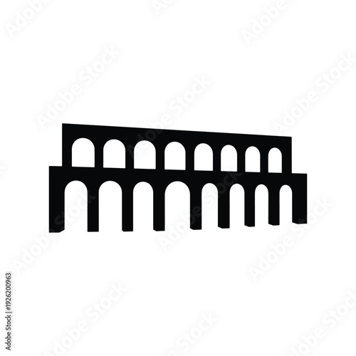 Ancient Roman Aqueduct Silhouette Landmark Icon