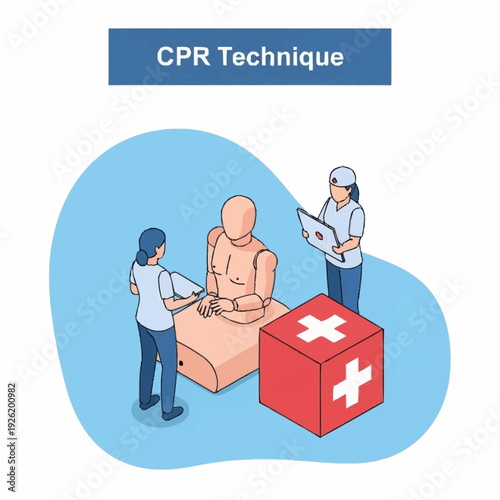 Medical professionals practicing CPR technique on dummy.