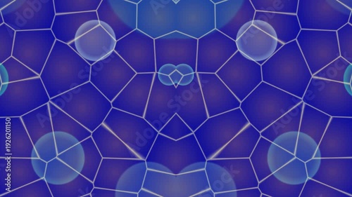 Blue Geometric Pattern with Cellular Structure.