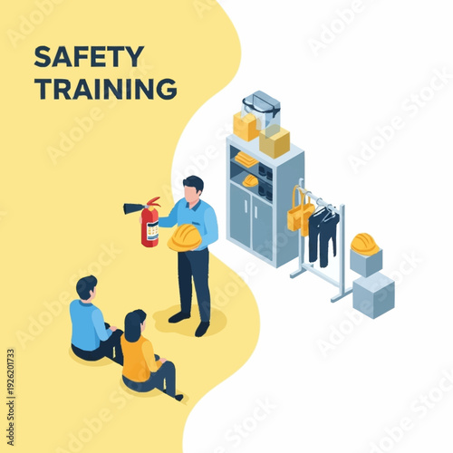 Industrial Safety Training Session with Workers and Equipment.