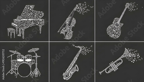 Music instrument icon set