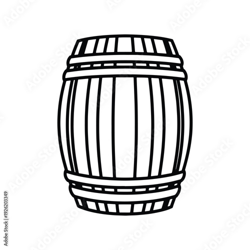 Wooden Barrel Silhouette Storage Container Icon Vector