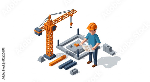 Construction Worker Operating Crane Equipment.